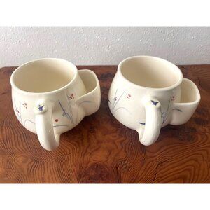Mugs with Tea Bag Pocket Pottery by Levine Vintage- Set of two - Made in US